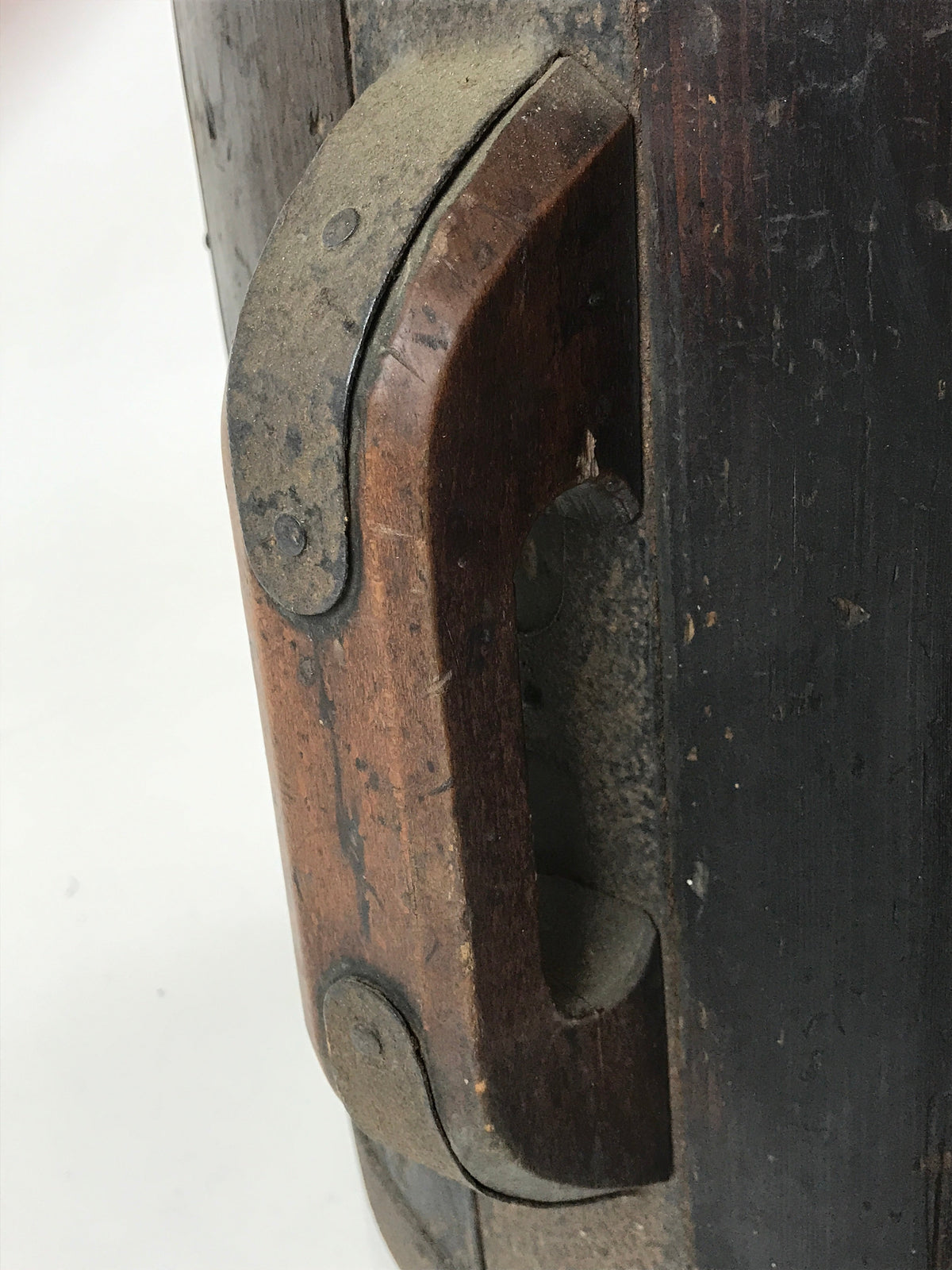 Antique Japanese Handmade Wooden Masu Rice Bucket C1900 Dark Brown BK8