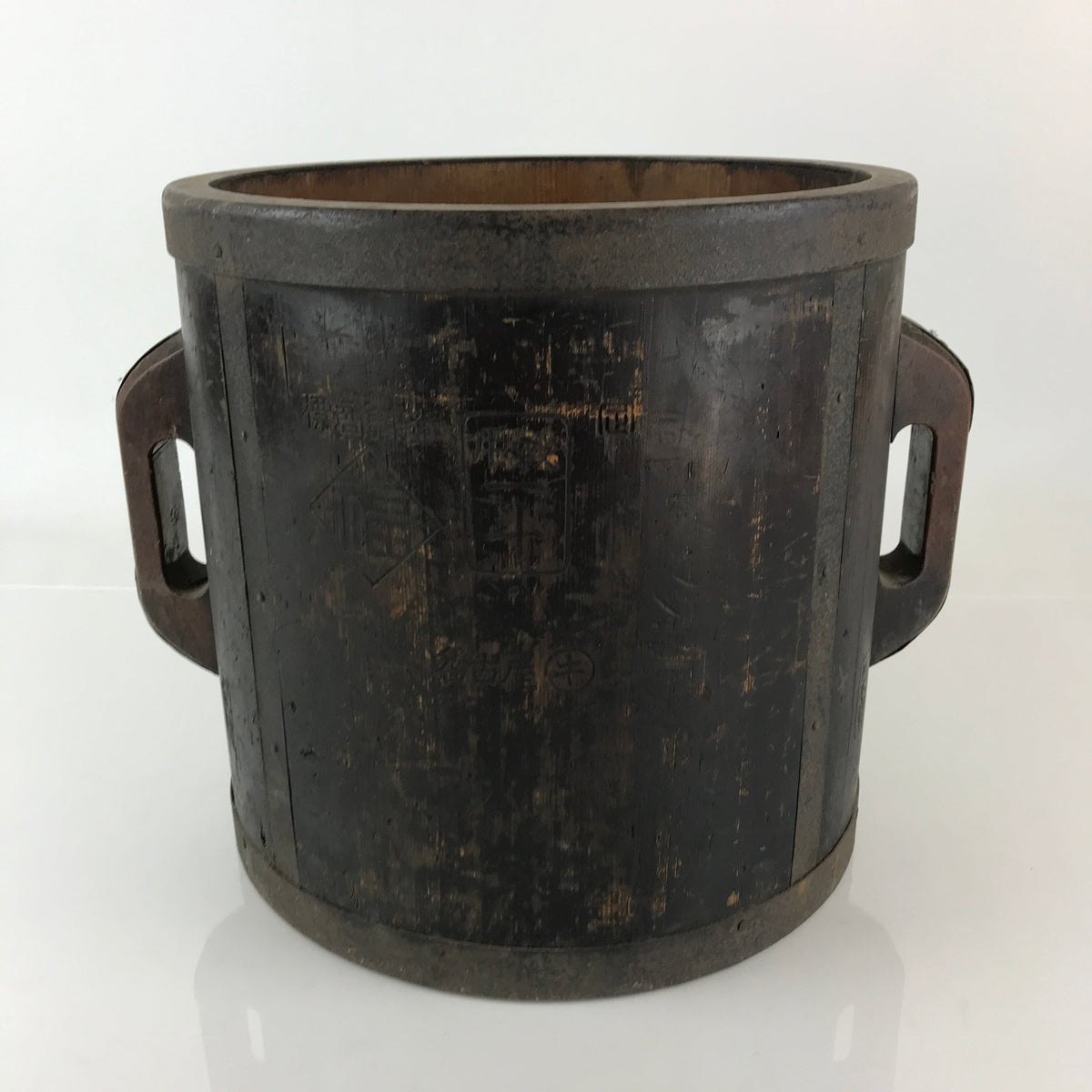 Antique Japanese Handmade Wooden Masu Rice Bucket C1900 Dark Brown BK8