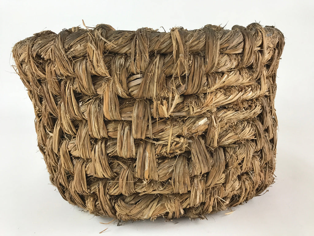 Antique Japanese Handwoven Straw Basket C1900 Wide Weave Storage Kago B214