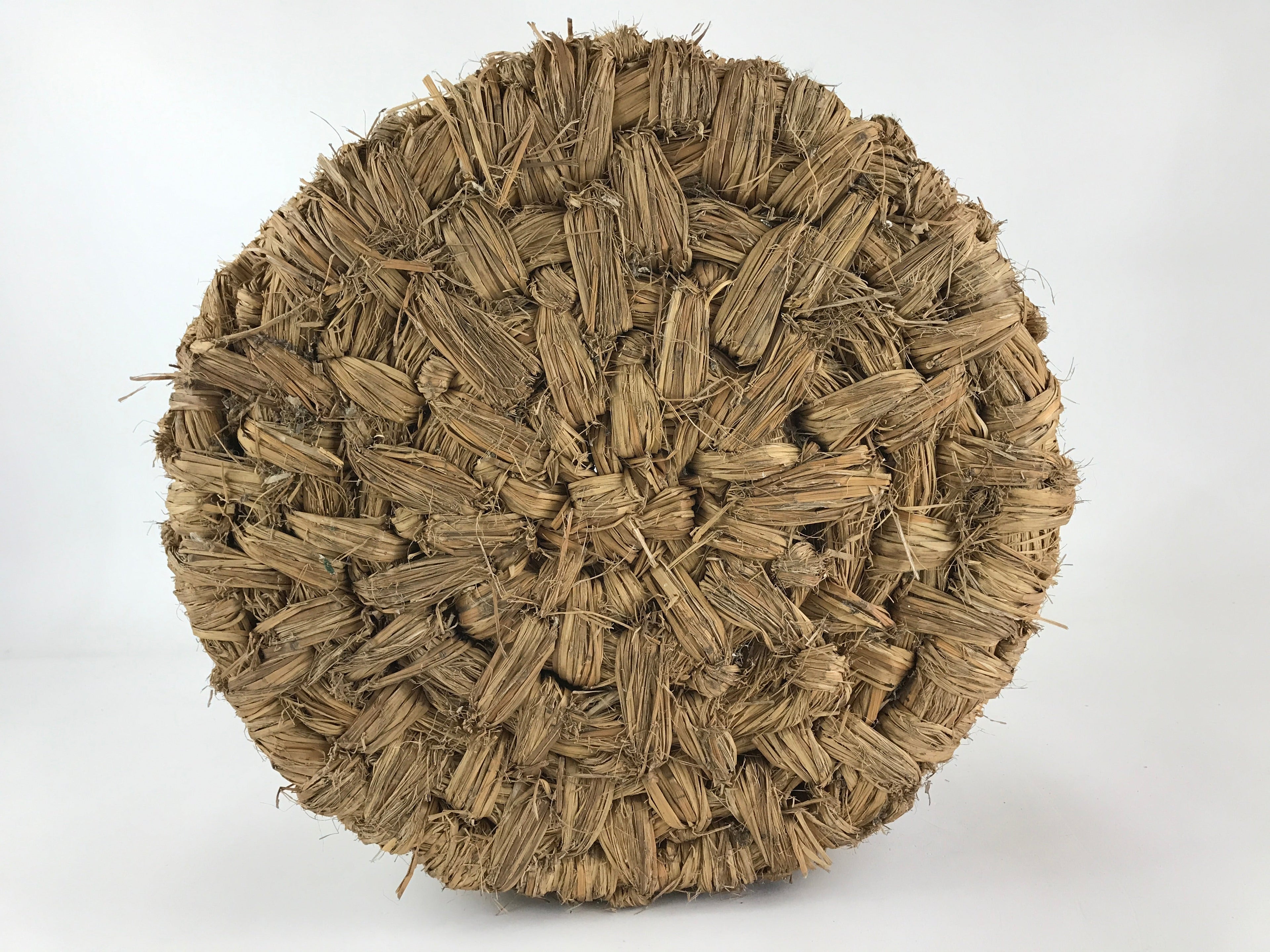 Antique Japanese Handwoven Straw Basket C1900 Wide Weave Storage Kago B214