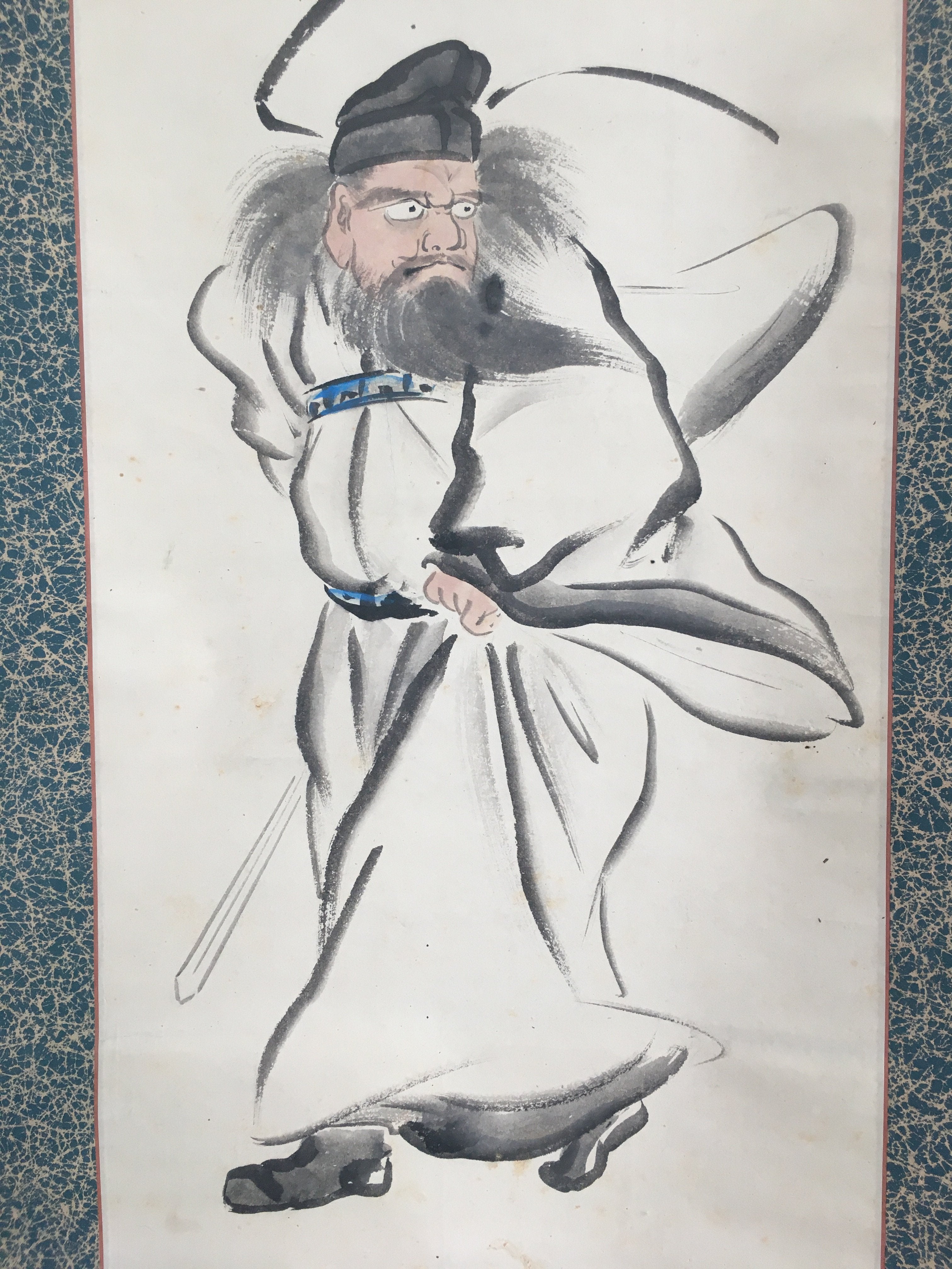 Antique Japanese Hanging Scroll Kakejiku Kakemono Painting Emperor Zhaozong SC68