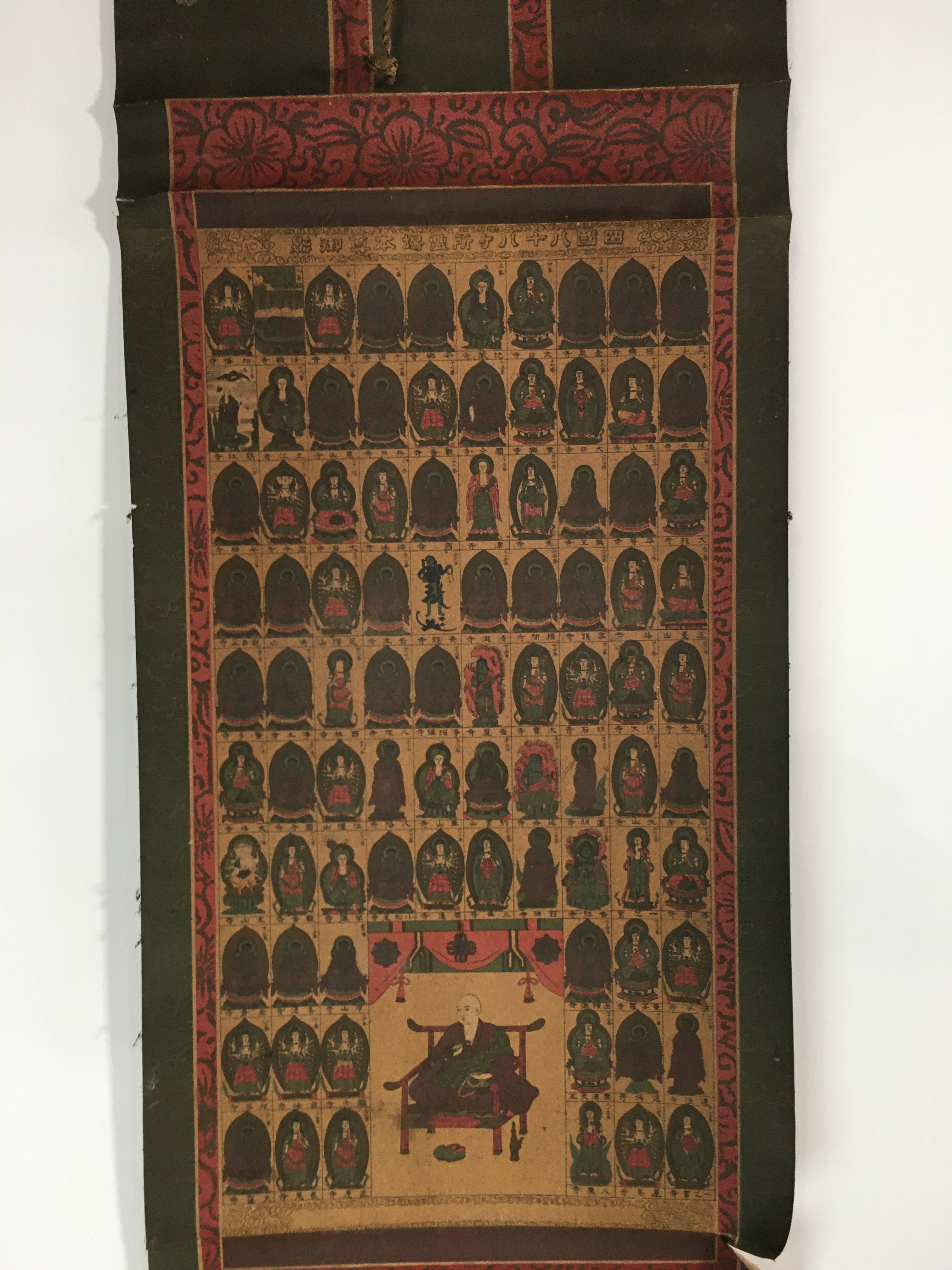 Antique Japanese Hanging Scroll Kakejiku Kakemono Painting Monk Gods SC588