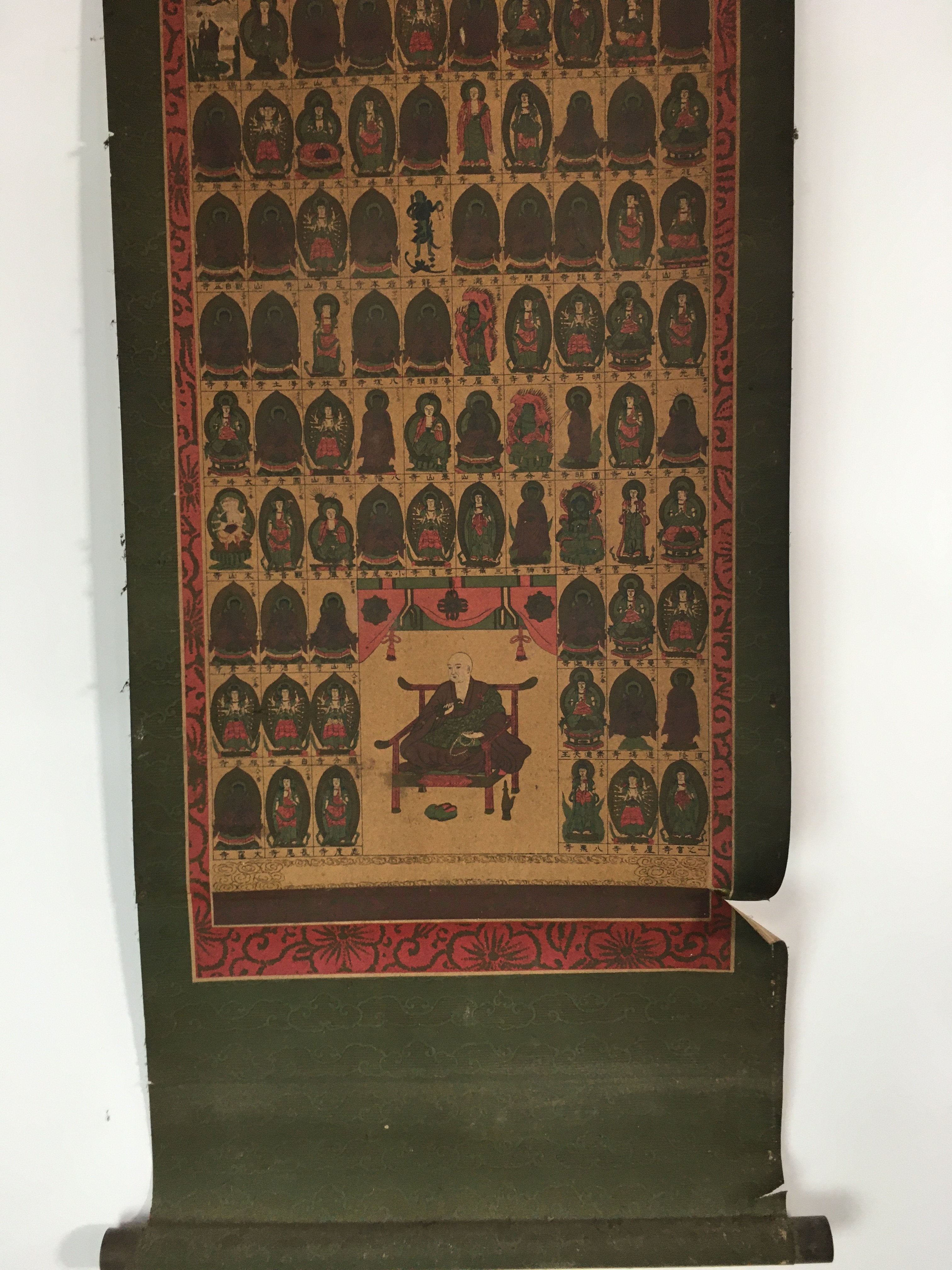 Antique Japanese Hanging Scroll Kakejiku Kakemono Painting Monk Gods SC588