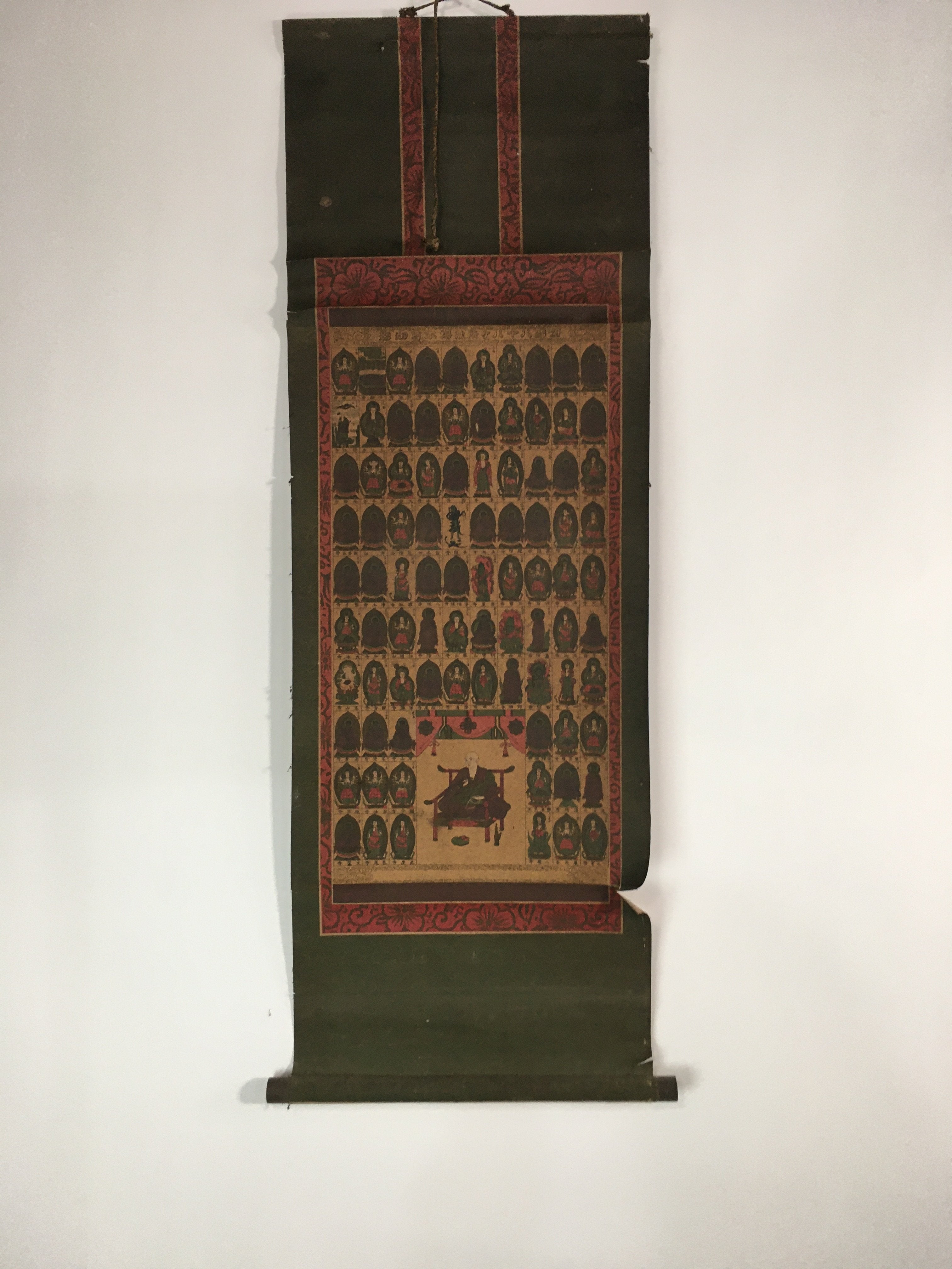 Antique Japanese Hanging Scroll Kakejiku Kakemono Painting Monk Gods SC588