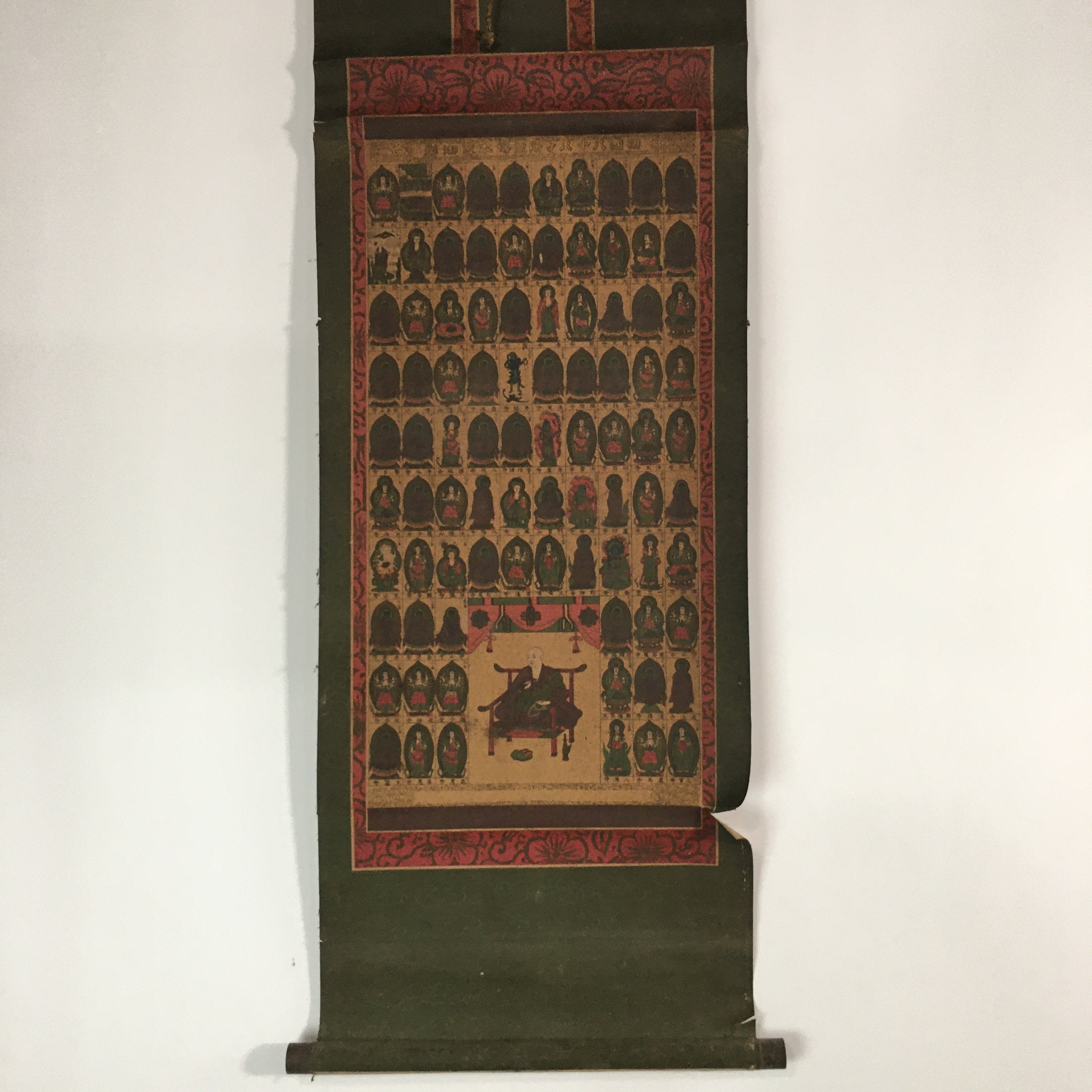 Antique Japanese Hanging Scroll Kakejiku Kakemono Painting Monk Gods SC588