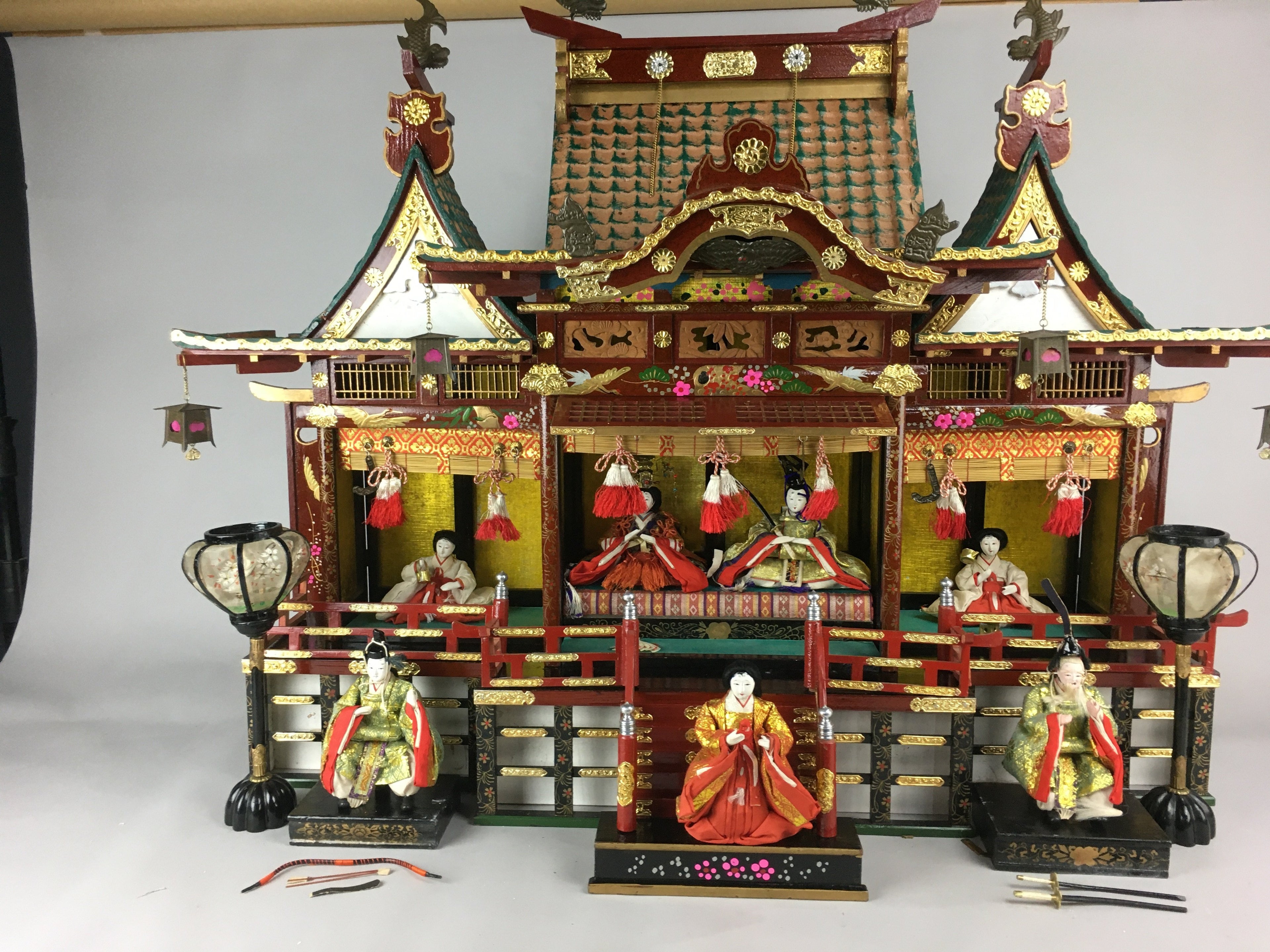 Antique Japanese Hina Doll Goten Palace WoodenGirl's Day Decoration C1900