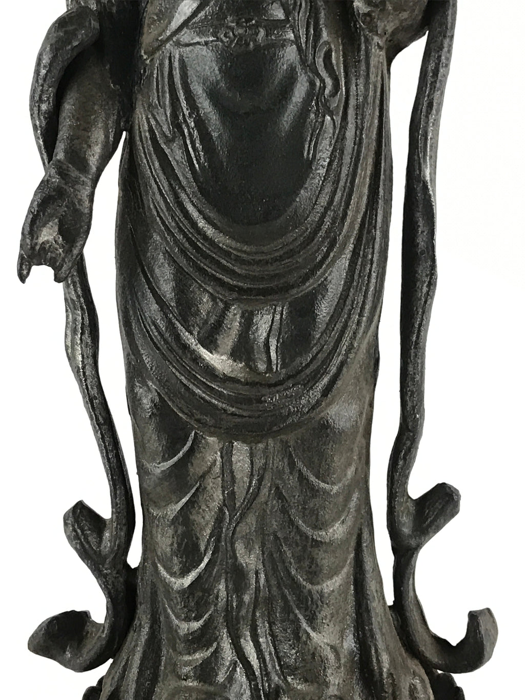 Antique Japanese Iron Buddhist Statue Kannon Bosatsu Metal Heart Of Mercy BD874