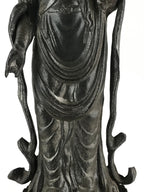 Antique Japanese Iron Buddhist Statue Kannon Bosatsu Metal Heart Of Mercy BD874