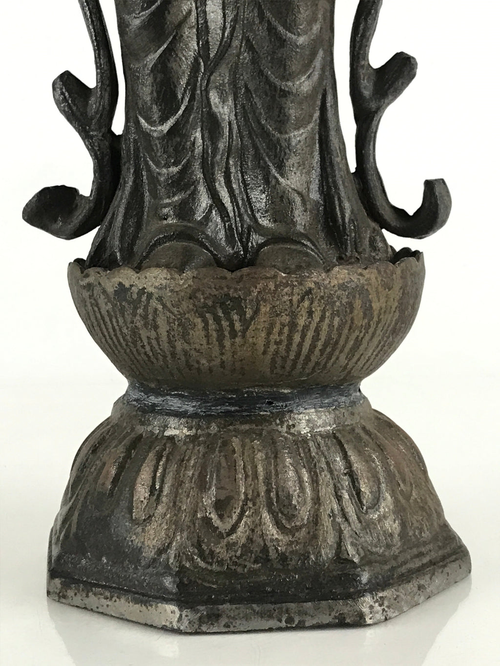 Antique Japanese Iron Buddhist Statue Kannon Bosatsu Metal Heart Of Mercy BD874