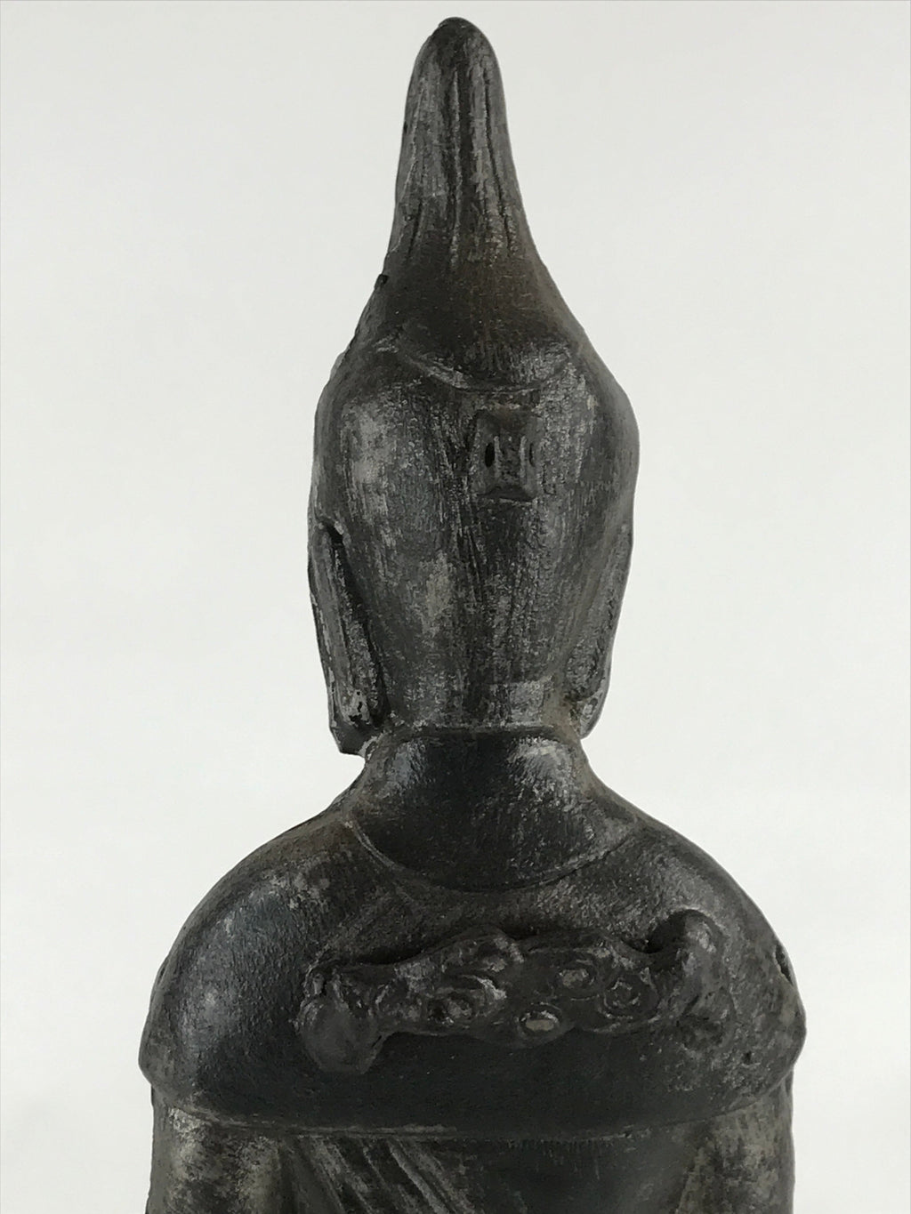 Antique Japanese Iron Buddhist Statue Kannon Bosatsu Metal Heart Of Mercy BD874