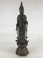 Antique Japanese Iron Buddhist Statue Kannon Bosatsu Metal Heart Of Mercy BD874