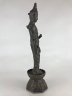 Antique Japanese Iron Buddhist Statue Kannon Bosatsu Metal Heart Of Mercy BD874