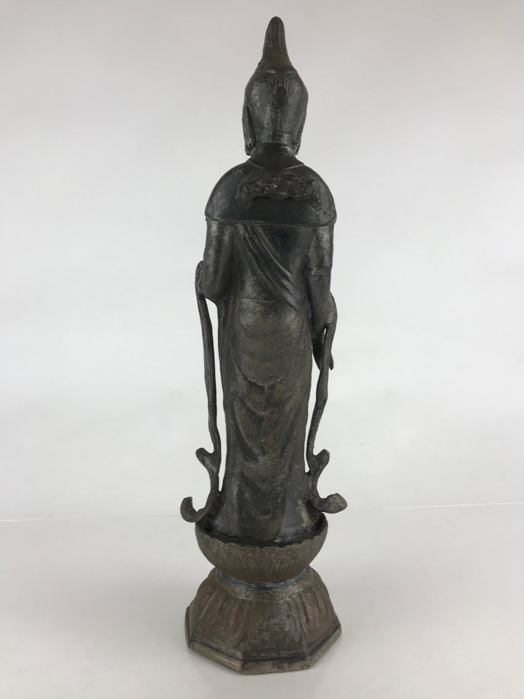 Antique Japanese Iron Buddhist Statue Kannon Bosatsu Metal Heart Of Mercy BD874