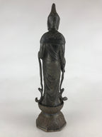 Antique Japanese Iron Buddhist Statue Kannon Bosatsu Metal Heart Of Mercy BD874