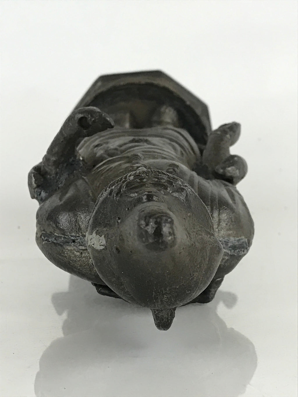 Antique Japanese Iron Buddhist Statue Kannon Bosatsu Metal Heart Of Mercy BD874