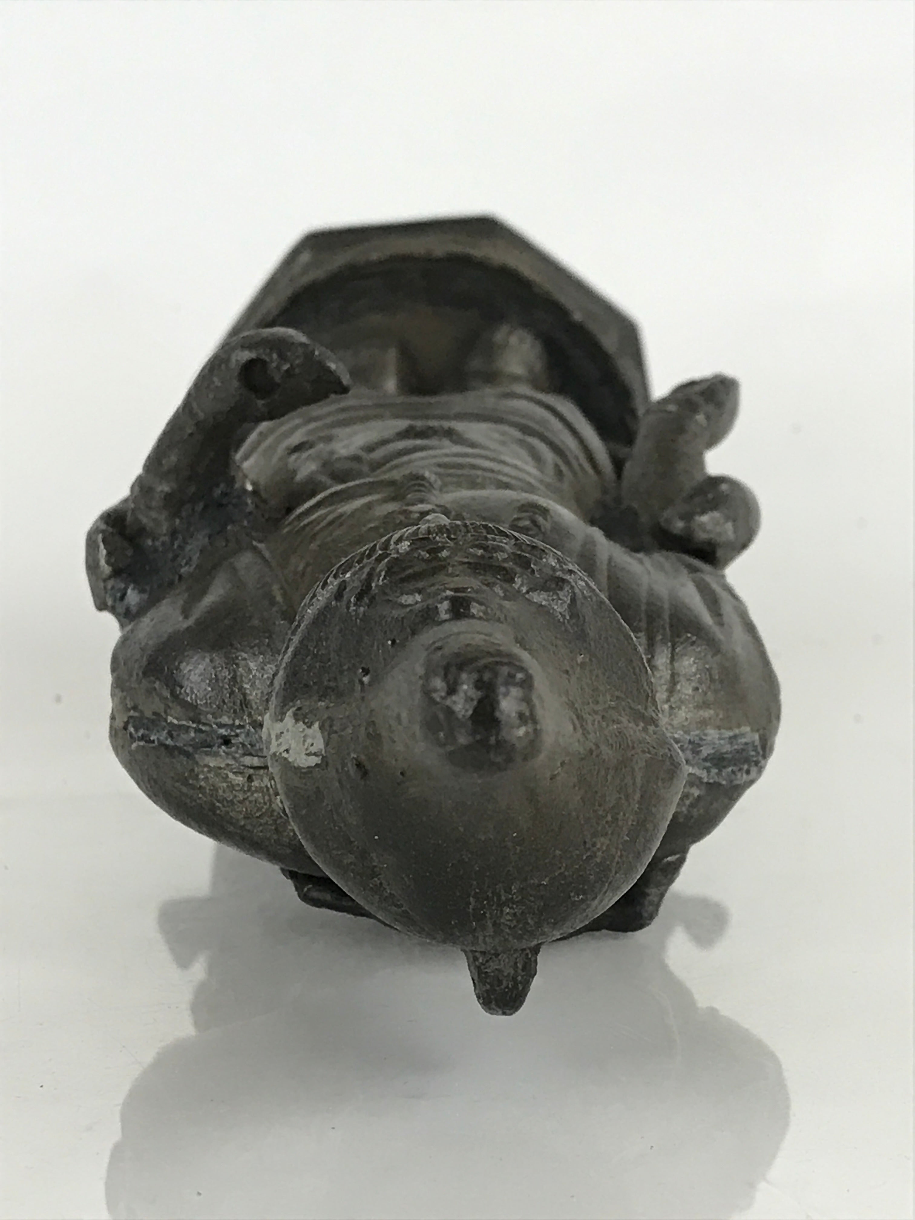 Antique Japanese Iron Buddhist Statue Kannon Bosatsu Metal Heart Of Mercy BD874