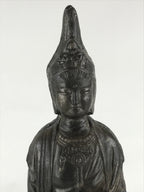 Antique Japanese Iron Buddhist Statue Kannon Bosatsu Metal Heart Of Mercy BD874