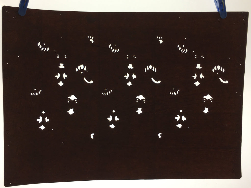 Antique Japanese Ise Katagami Kimono Stencil Edo Era Flower 19c Meiji Era A230