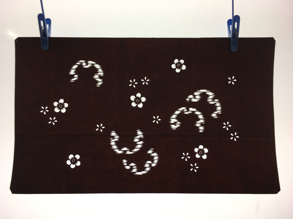 Antique Japanese Ise Katagami Kimono Stencil Katazome Sakura Flowers A173