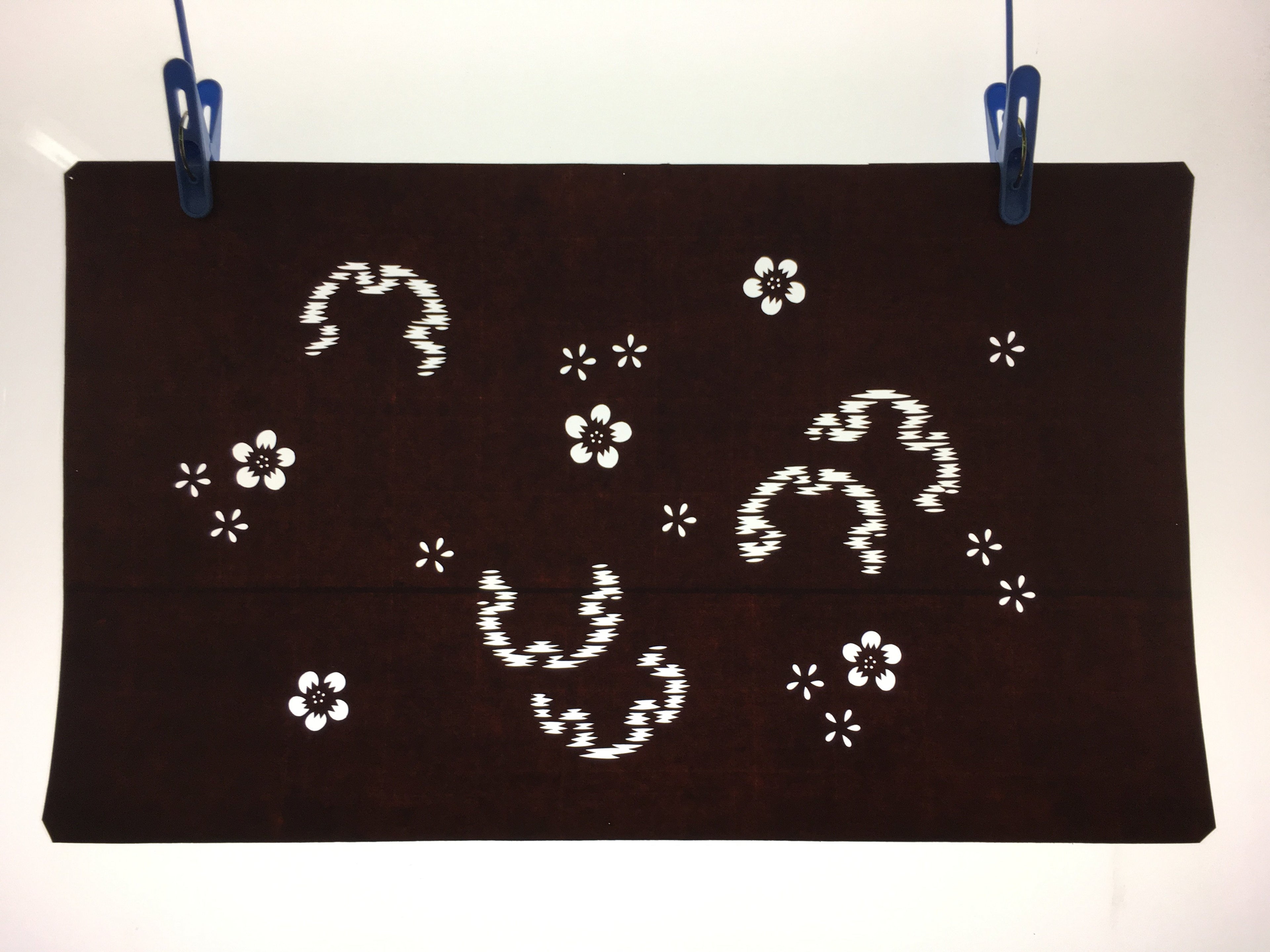 Antique Japanese Ise Katagami Kimono Stencil Katazome Sakura Flowers A173