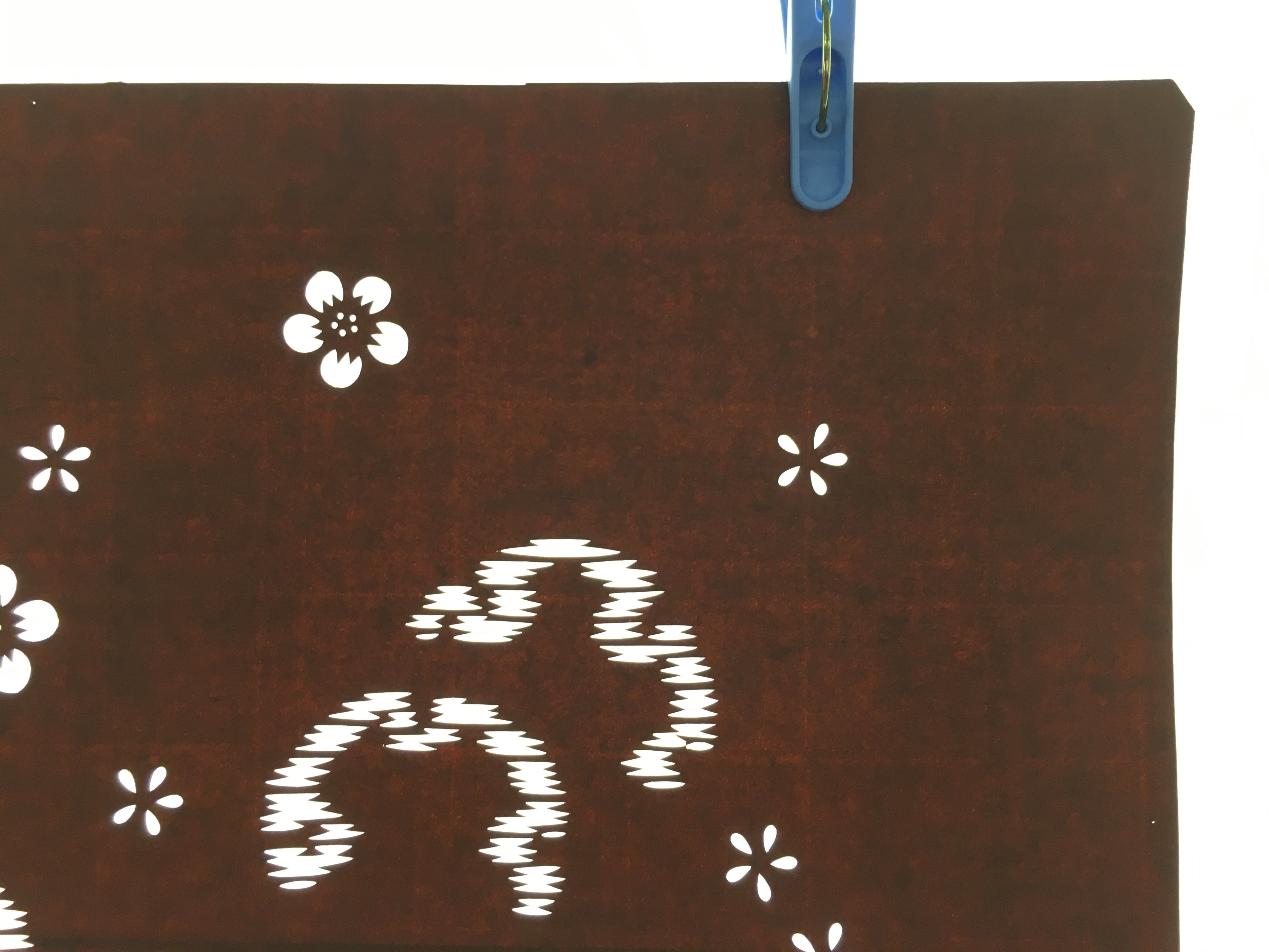 Antique Japanese Ise Katagami Kimono Stencil Katazome Sakura Flowers A173