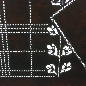 Antique Japanese Ise Katagami Kimono Stencil Square Plaid Letter Leaf A195