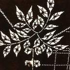 Antique Japanese Ise Katagami Kimono Stencil Square Plaid Letter Leaf A195