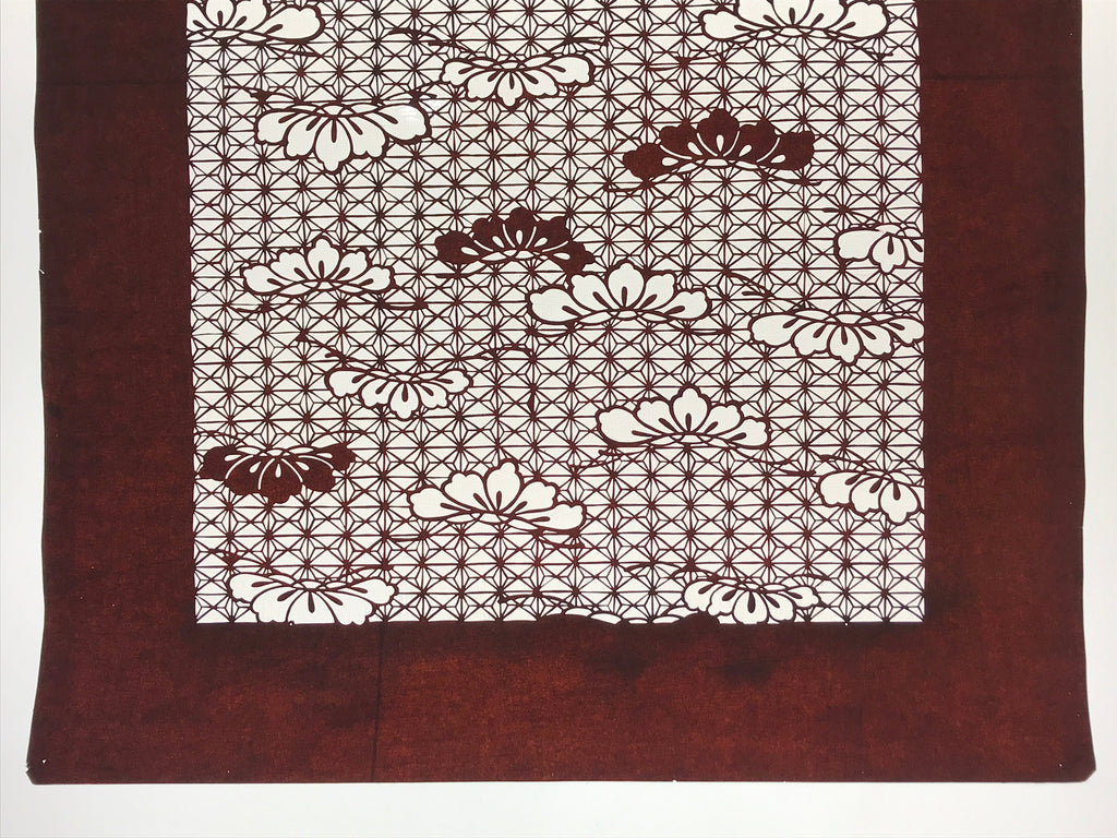 Antique Japanese Katagami Kimono Paper Stencil Asanoha Leaves Flowers 4Y473