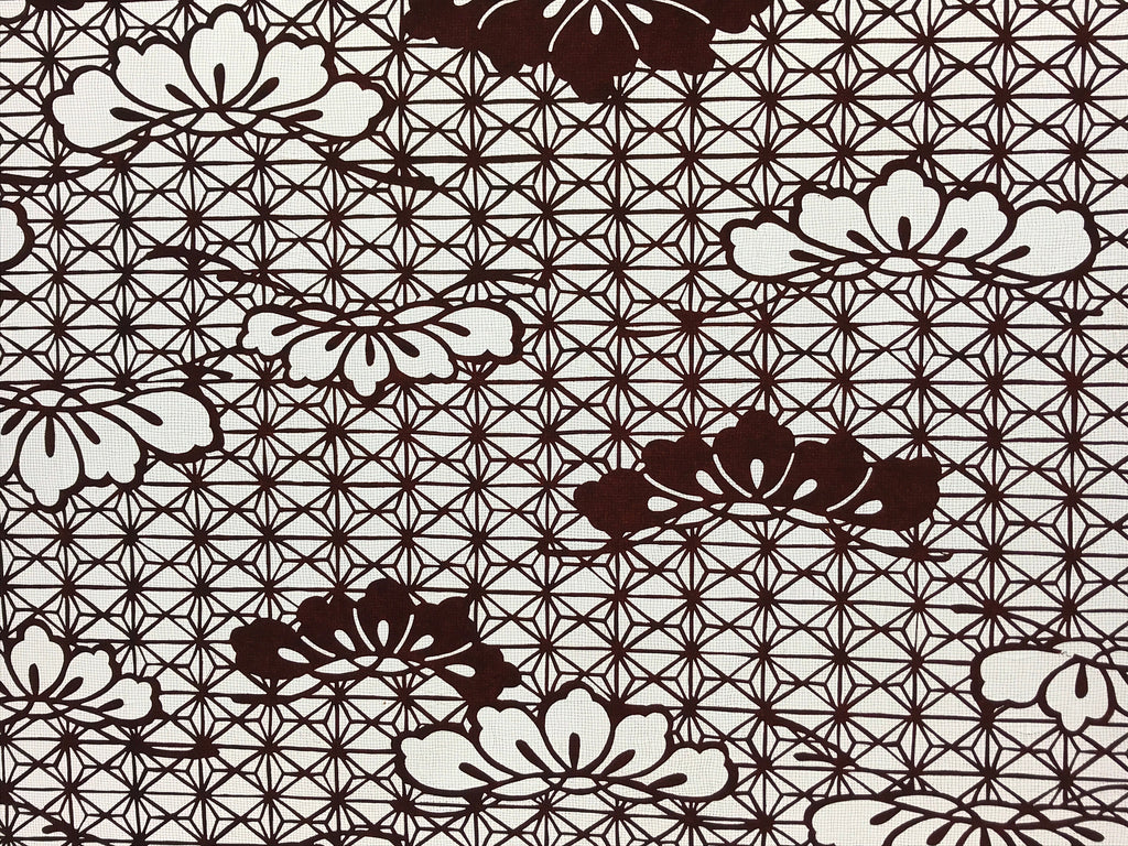 Antique Japanese Katagami Kimono Paper Stencil Asanoha Leaves Flowers 4Y473