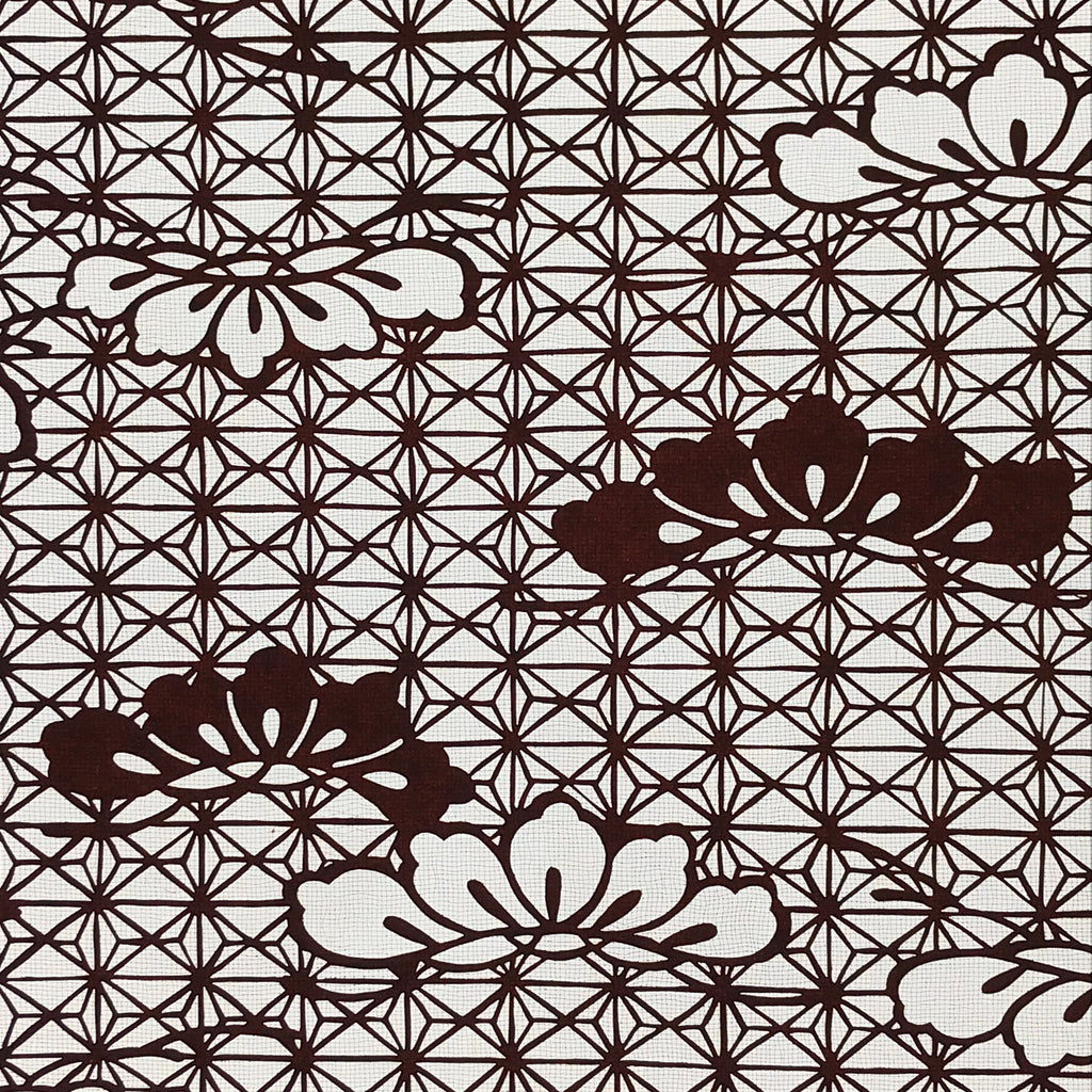 Antique Japanese Katagami Kimono Paper Stencil Asanoha Leaves Flowers 4Y473