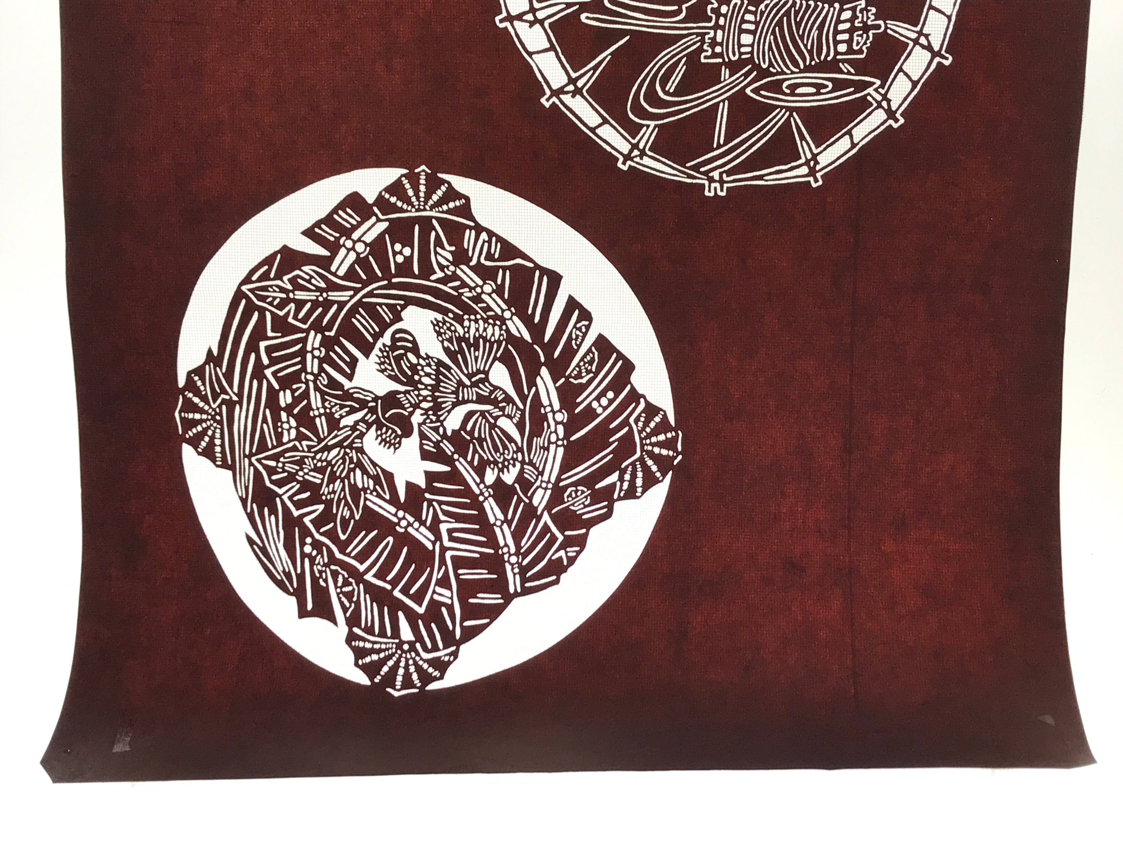 Antique Japanese Katagami Kimono Paper Stencil Baskets Weaving Leaves 4Y486