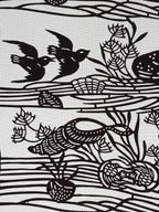 Antique Japanese Katagami Kimono Paper Stencil Beach Shells Turtle Bird 4Y468
