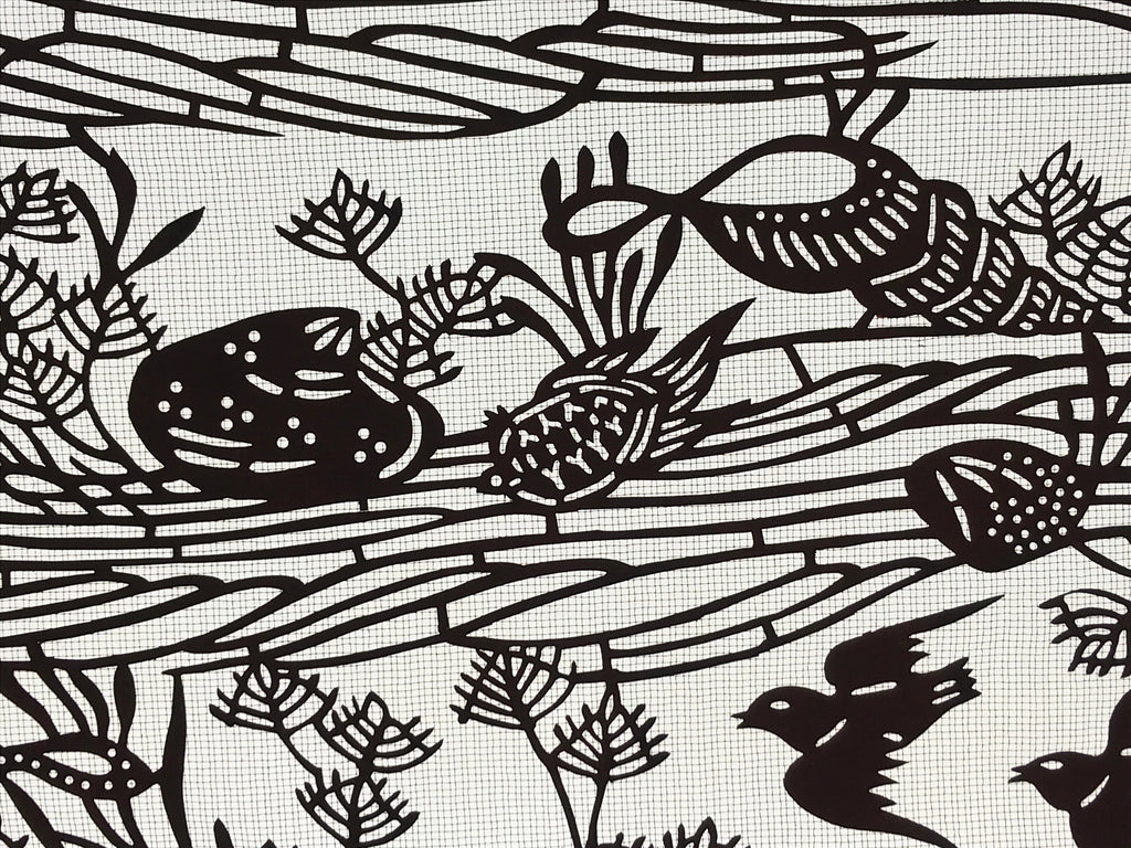 Antique Japanese Katagami Kimono Paper Stencil Beach Shells Turtle Bird 4Y468