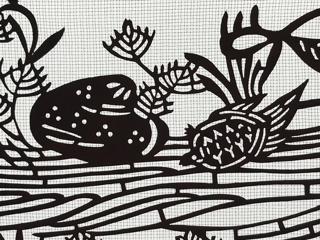 Antique Japanese Katagami Kimono Paper Stencil Beach Shells Turtle Bird 4Y468