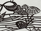 Antique Japanese Katagami Kimono Paper Stencil Beach Shells Turtle Bird 4Y468