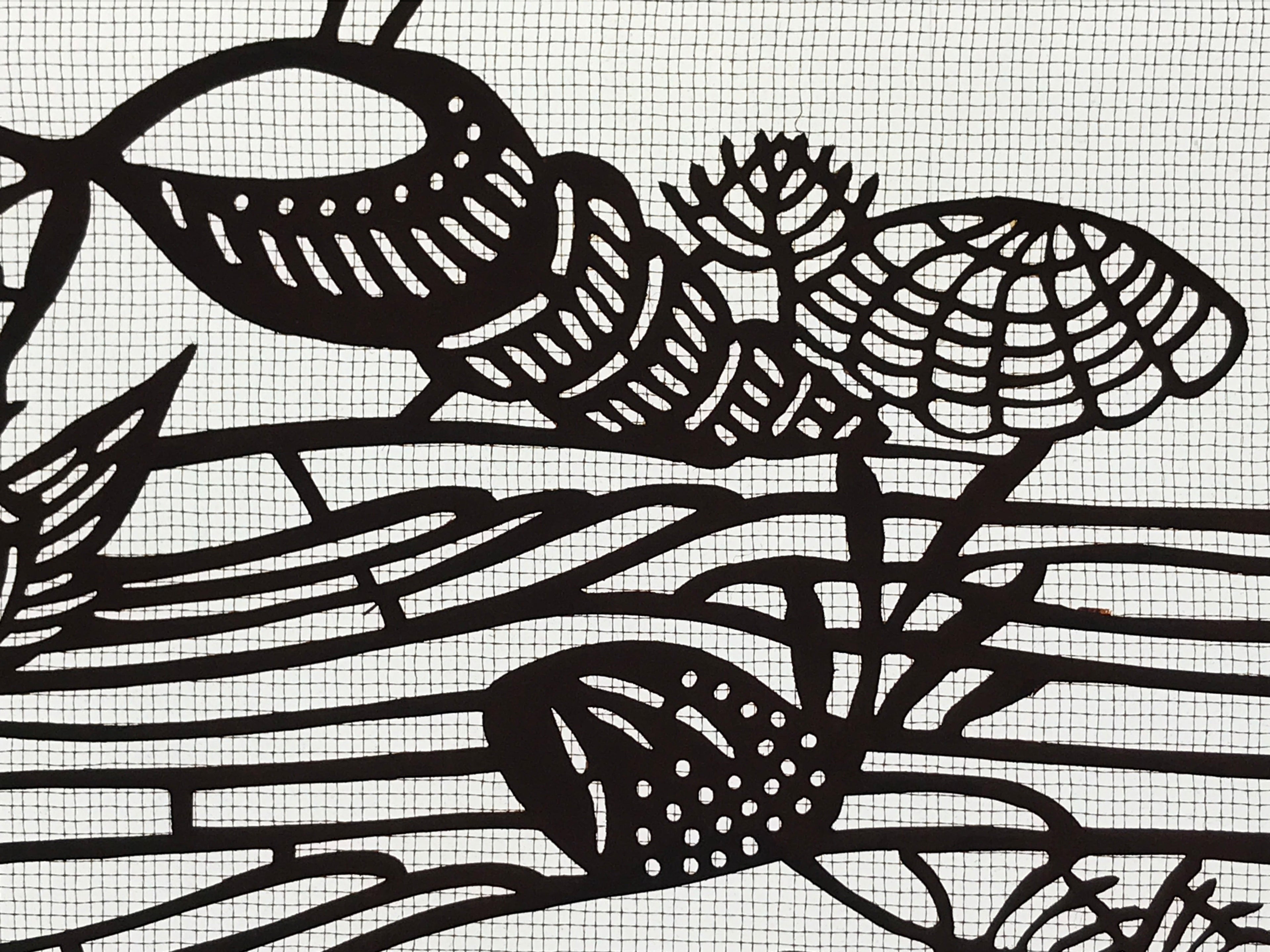 Antique Japanese Katagami Kimono Paper Stencil Beach Shells Turtle Bird 4Y468