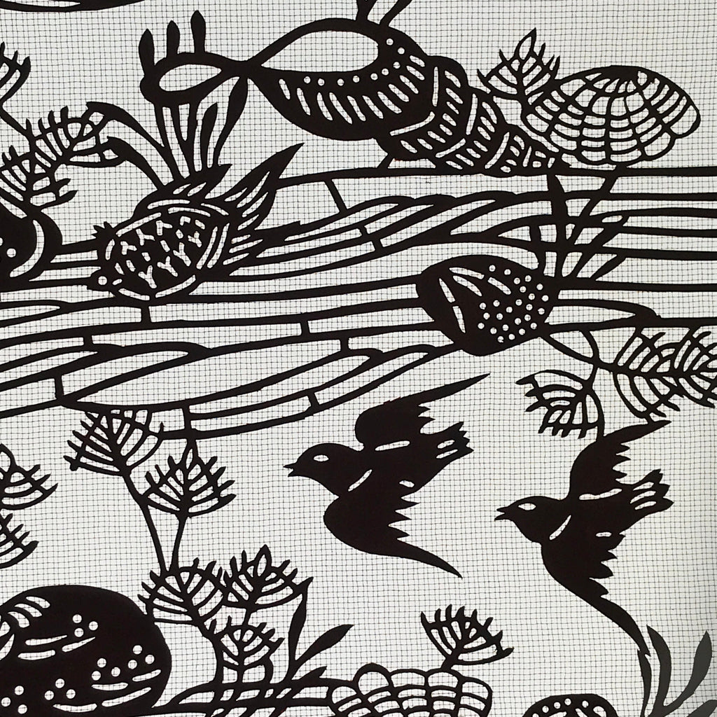 Antique Japanese Katagami Kimono Paper Stencil Beach Shells Turtle Bird 4Y468