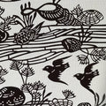 Antique Japanese Katagami Kimono Paper Stencil Beach Shells Turtle Bird 4Y468