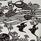 Antique Japanese Katagami Kimono Paper Stencil Beach Shells Turtle Bird 4Y468