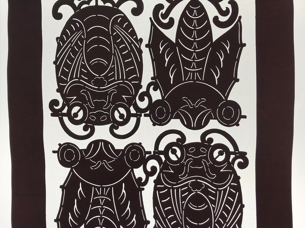 Antique Japanese Katagami Kimono Paper Stencil Beetle Cicada Insect 4Y469