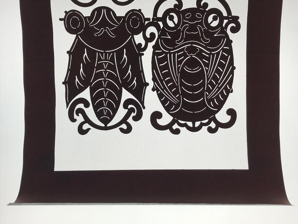 Antique Japanese Katagami Kimono Paper Stencil Beetle Cicada Insect 4Y469