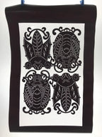 Antique Japanese Katagami Kimono Paper Stencil Beetle Cicada Insect 4Y469