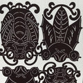 Antique Japanese Katagami Kimono Paper Stencil Beetle Cicada Insect 4Y469