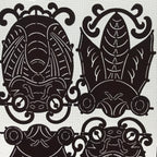 Antique Japanese Katagami Kimono Paper Stencil Beetle Cicada Insect 4Y469