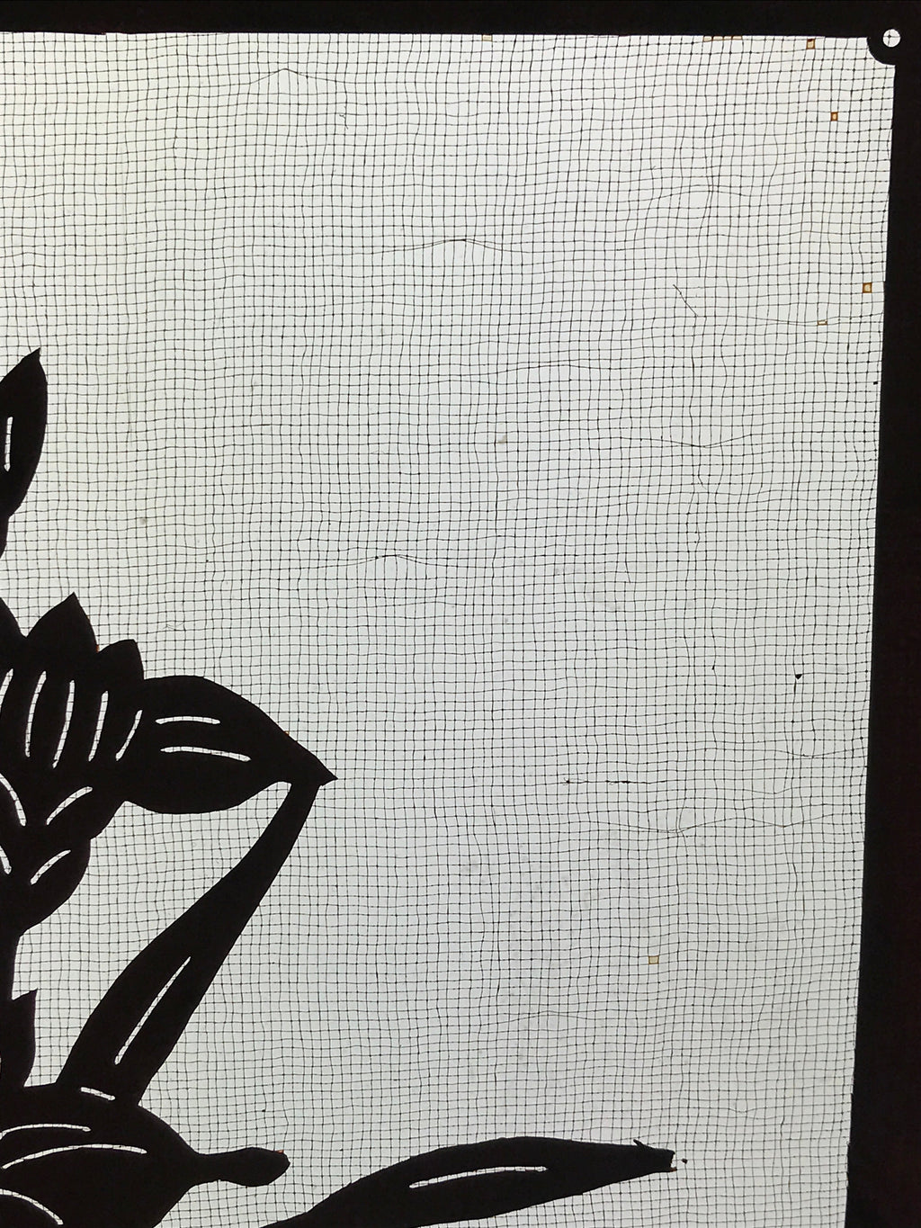 Antique Japanese Katagami Kimono Paper Stencil Cherry Blossom Iris Pond 4Y462