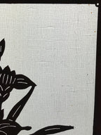 Antique Japanese Katagami Kimono Paper Stencil Cherry Blossom Iris Pond 4Y462
