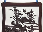 Antique Japanese Katagami Kimono Paper Stencil Cherry Blossom Iris Pond 4Y462
