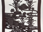 Antique Japanese Katagami Kimono Paper Stencil Cherry Blossom Iris Pond 4Y462