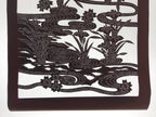 Antique Japanese Katagami Kimono Paper Stencil Cherry Blossom Iris Pond 4Y462