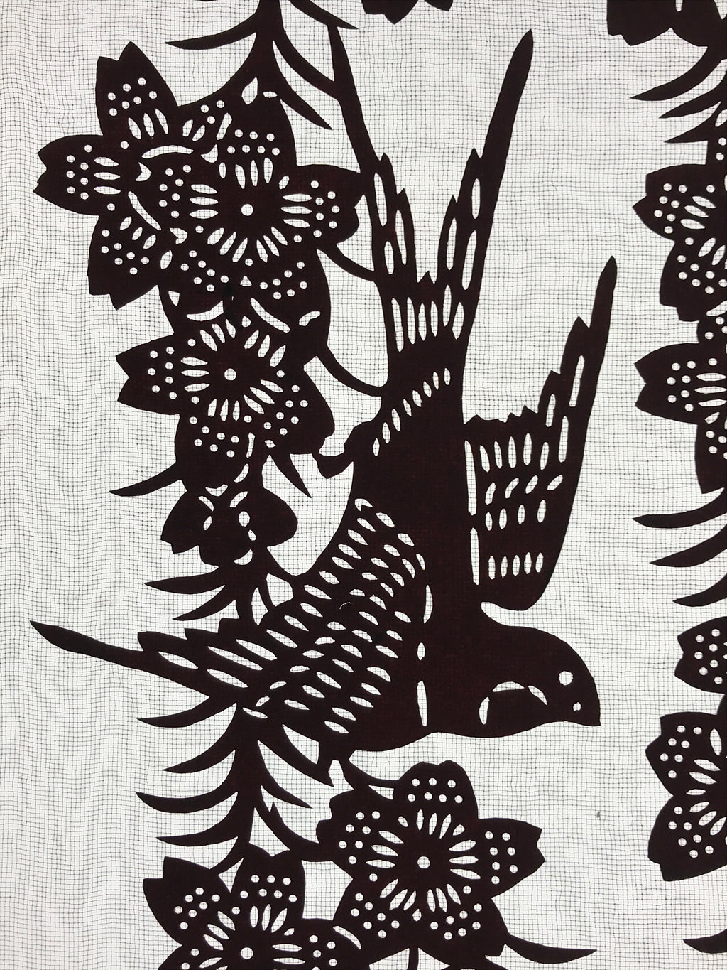 Antique Japanese Katagami Kimono Paper Stencil Cherry Blossoms Birds 4Y508
